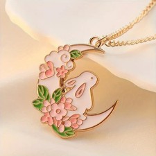 Cute Rabbit moon necklace cute
