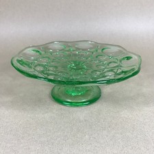 Vintage Green Glass Pedestal