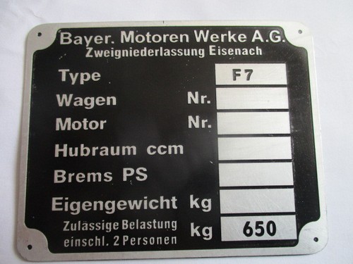 Type plate bmw - plate, f79
