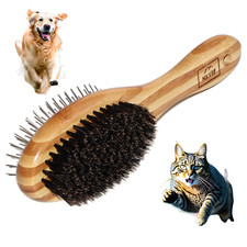 MIKVAR Grooming Pet Brush - Double Sided Eco Friendly Boar Bristles and Pins