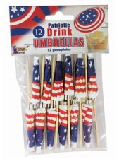 Pack of 12 USA Themed July 4th Drinks Umbrellas Cocktail Umbrella