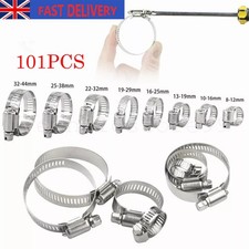 101Pcs Assorted Stainless Steel Hose Clamp Kit With No Driver Jubilee Clips Set