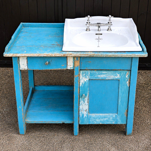 Blue wood freestanding single - blue,