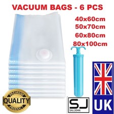 Vacuum Seal Bags 6 Pack Space Saver Storage Reusable Airtight Clothes Bedding