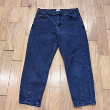 White Stuff Barrel Tapered Jeans Size 14 Grey Denim Cotton Stretch L25.5