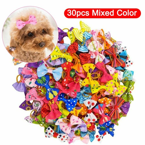 30pcs dog hair bows rubber - dog,