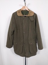 MEN'S TWEED SHOOTING JACKET, green, size L, pockets - preloved