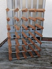 Vintage Wooden Wine Rack with Metal Supports - 24 bottle capacity