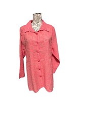 Habitat Women’s Long Sleeves hot pink button down shirt Lg Coastal Grandma Fairy