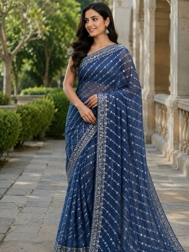 Heavy embroidery net saree - heavy,