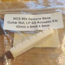 New NOS 90s Genuine Bone Guitar Nut 43mm x 6mm x 9mm Acoustic LP SG Etc
