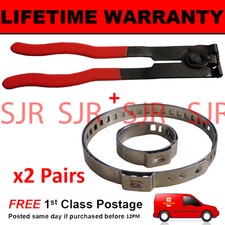 CV BOOT CLAMPS PAIR x2 EAR PLIERS x1 UNIVERSAL STAINLESS FITS ALL CARS KIT 3.2