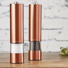 Salt and Pepper Mill Set Large Stainless Steel Electronic in Copper