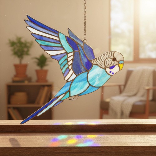 Blue budgie acrylic - blue,