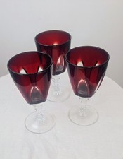 Vintage Luminarc France Cristal d'Arques Ruby Red Gothic Arch Cordial Glasses 3