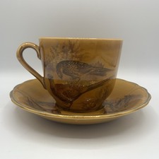 Vintage Palissy Royal Worcester Bird Scene Hunting? Large Cup & Saucer Rare