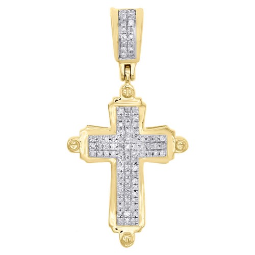 10k yellow gold diamond cross - 10k,