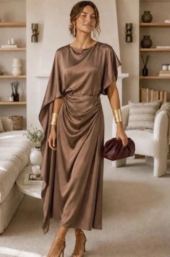 Zara caramel brown satin cape - zara,