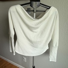 We The Free Free People Sweater Knit Sweater Women White Boat Neck XL Thermal 