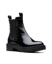 Clarks ANZINO Boots CHELSEA Black Patent Leather Ankle NEW