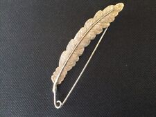 Vintage Style Large 9.1cm Silver Feather Leaf Safety Pin Scarf Shawl Kilt Brooch