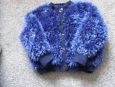 Childs Funky Fur Yarn Cardigan in Royal  Blue to fit 6-12 months