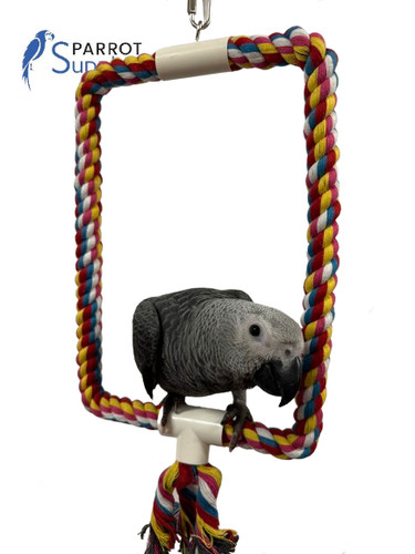 Colourful rope parrot swing - colourful,