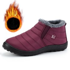 Womens Fur Lined Snow Ankle Boots Ladies Winter Warm Waterproof Flat Shoes UK