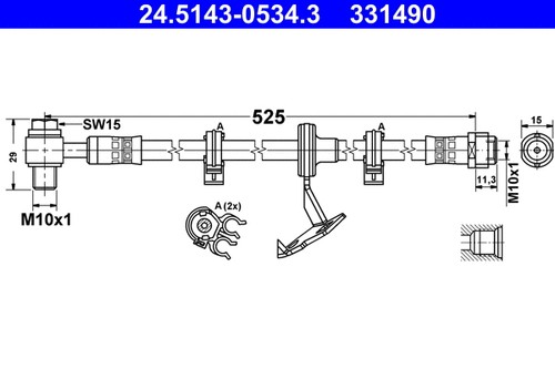 Front right brake hose fits - right,