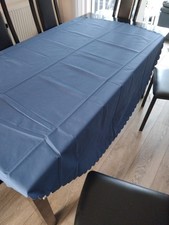 Table Cloth Round Blue 66 Inch X 132 Inch  Cotton Excellant Condition