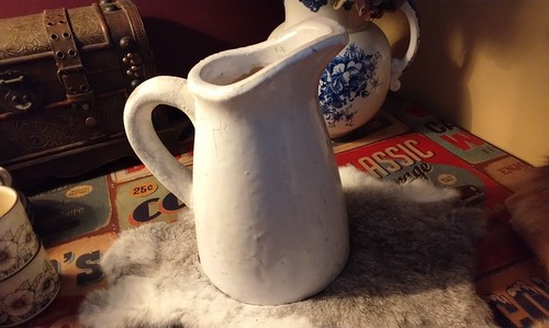White stonewear jug tall - stonewear, 10"