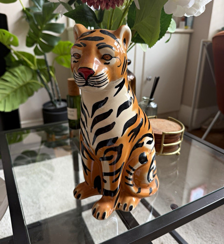 Glossy ceramic tiger figurine - glossy,