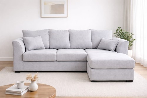 Grey fabric corner sofa - grey, l