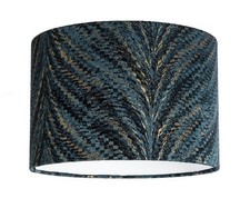 Teal Gold Metallic Lampshade Fryetts Luxor Porter Stone Fabric Feathers Art Deco