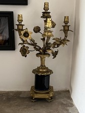 Antique French Candelabra.  Lillies And Carnations .Ormolu And Porcelain.