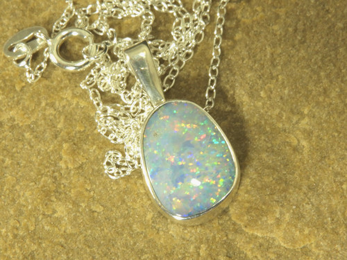 Blue opal pendant necklace