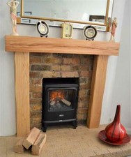 Oak Beam Fire Surround Wooden Fireplace Mantelpiece Upstands LIGHTLY WORKED