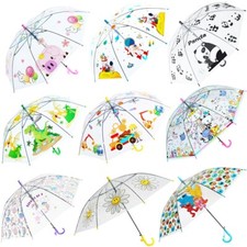 Kids Boys Girls Children's Clear Bubble Dome Umbrella School Dinosaur cartoon