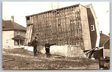 Elgin Illinois~Two Men Stand by Tipped Over Home? Tornado Damage~c1914 RPPC PV