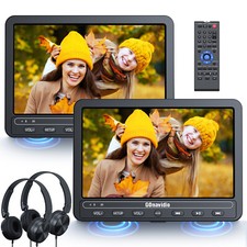 2X10.5'' Car Headrest Monitor DVD Player 5 Hour Rechargeable Battery USB+Headset