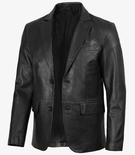 Men genuine black - black, blazer