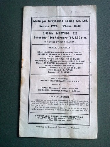 Old greyhound racing programme - greyhound,