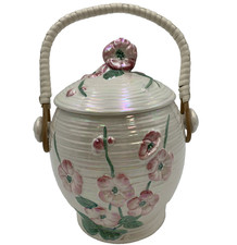 Maling Ware Ceramic Biscuit Barrel Pearl Lustre With Blossom Floral Design   L13