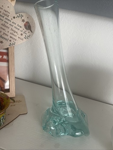 Pale blue molten vase - molten, in