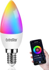 Extrastar E14  Smart Bulb, Alexa Light WiFi LED Candle Bulbs C37, 6W 600lm