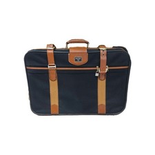 Vintage Antler Rolling Suitcase With Wheels Black with Tan leather straps