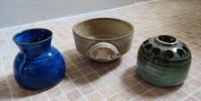 3x Glazed Pottery Bud Vases for Flower Arranging, Bud Vases, Floral Hedgehog