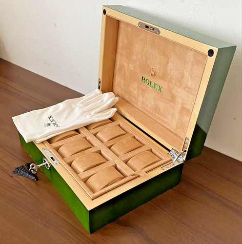 Rolex green wood watch - wood, box