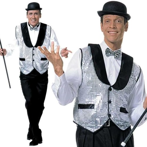 Silver sequin waistcoat - silver, adult