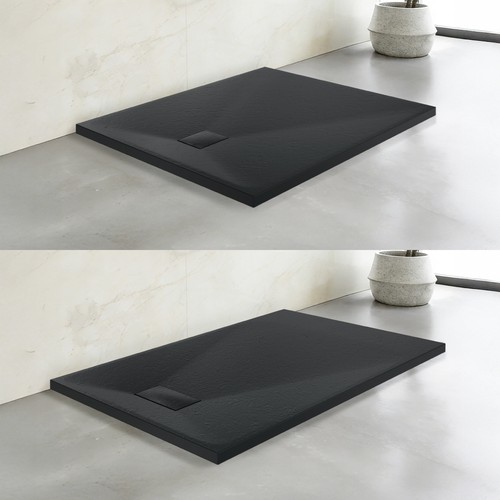 Black slate effect bathroom - black,